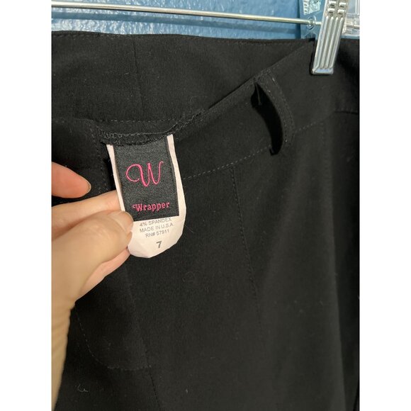 Wide Leg Black Crop Pants Mid Rise By Wrapper Size 7 - Picture 2 of 5